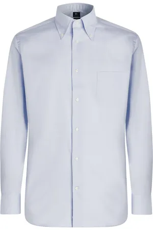 Boggi Milano Skjorte, Herre, Blå, 5XL, Bomuld, Stretch P.Point Boston Collar Skjorte Regular Fit