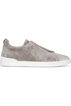 Ermenegildo Zegna Sko, Herre, Grå, 42 EU, Suede, Suede Triple Stitch Low Top Sneaker