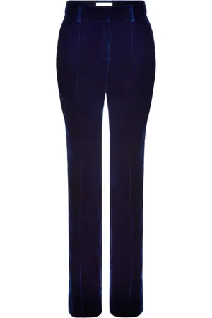 Nina Ricci Bukser, Dame, Blå, L, Fluid Velvet Straight Pants