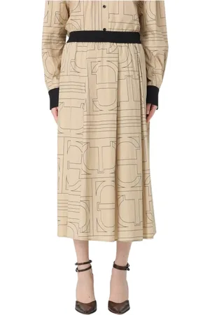 Twin-Set Nederdel, Dame, , S, Midi Nederdel med Ovalt Print