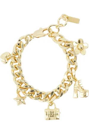 Marc Jacobs Tilbehør, Dame, Gul, ONE SIZE, Uld, Ikonisk Charm Armbånd - Guld Metal