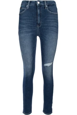 Calvin Klein Jeans, Dame, Blå, W28, Denim, High Rise Super Skinny Ankle