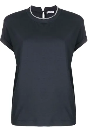 Brunello Cucinelli Top, Dame, Blå, M, Bomuld, T-shirt