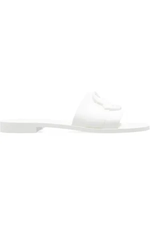 Moncler Sko, Dame, Hvid, 40 EU, Mon Logo Rubber Slides