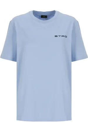 Etro Top, Dame, Blå, XS, Bomuld, Bomulds T-shirt med Logo