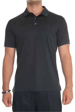 Emporio Armani Top, Herre, Blå, M, Bomuld, Blød Polo Shirt med Ørnelogo