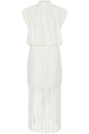 Bruuns Bazaar Kjole, Dame, Hvid, XS, Polyester, Elegant Snow Kjole med Frynsedetaljer