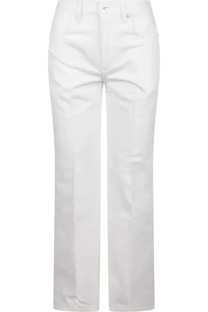 Jil Sander Jeans, Dame, Hvid, W29, Bomuld, Flared Jeans med Presset Fold
