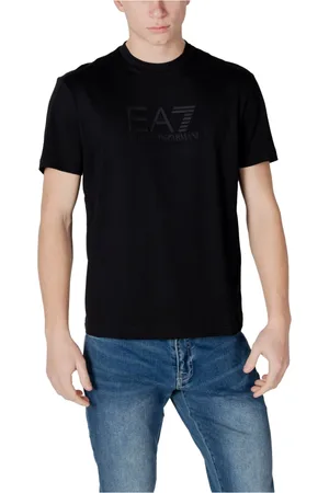 EA7 Top, Herre, Sort, L, Bomuld, Almindelig T-shirt med rund hals