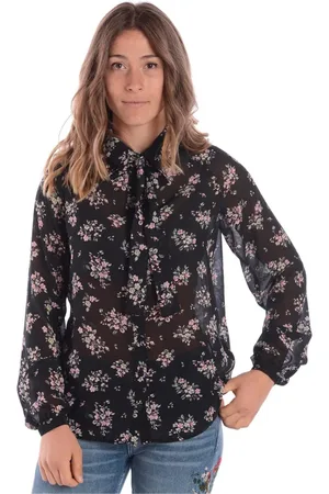 Liu Jo Bluser & Skjorter, Dame, Sort, M, Polyester, Casual Stribet Skjorte