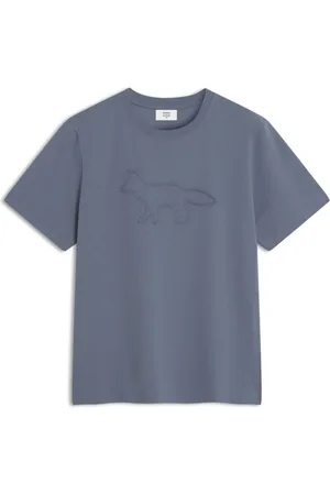 Maison Kitsuné Top, Herre, Blå, M, Bomuld, Fox Comfort Tee Kortærmet T-shirt