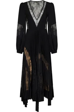 Zuhair Murad Kjole, Dame, Flerfarvet, S, Polyester, Sort Asymmetrisk Midi Kjole med Blonder