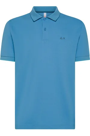 sun68 Top, Herre, Blå, XL, Bomuld, Blå Polo med Krave Detalje
