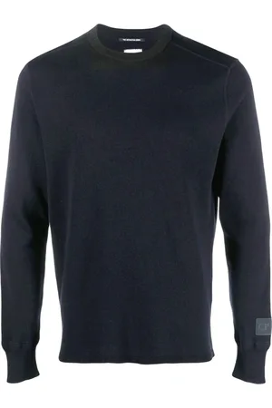 C.P. Company Strik, Herre, Blå, 2XL, Uld, Rundhalset strik