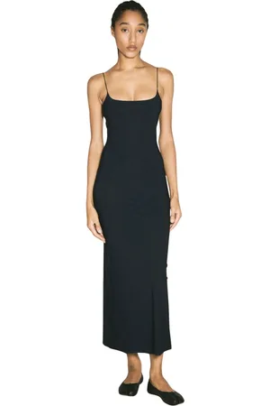 Maison Margiela Kjole, Dame, Sort, L, Signature Stitching Maxi Kjole