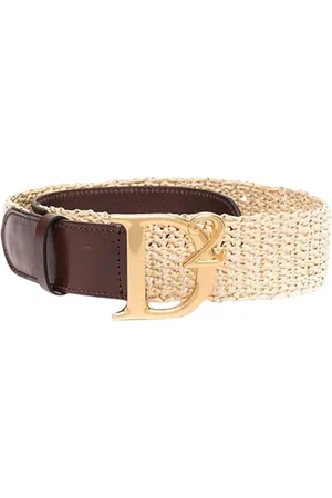 Dsquared2 Tilbehør, Dame, Brun, 85 CM, Uld, Logo Buckle Bi-Material Bælte