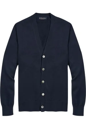 Brooks Brothers Strik, Herre, Blå, M, Bomuld, Supima Cotton Button-Front Cardigan