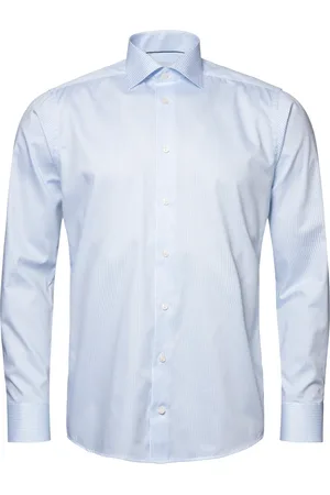 Eton Skjorte, Herre, Blå, XL, Bomuld, Blåstribet Twill Skjorte