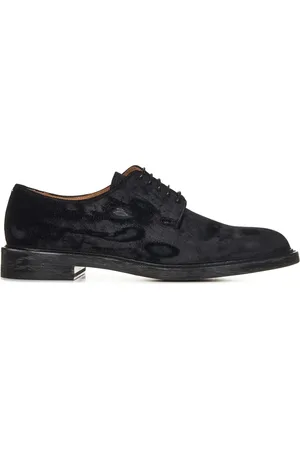 Maison Margiela Sko, Herre, Sort, 42 EU, Læder, Sort Velour Oxford Snøresko Ss23