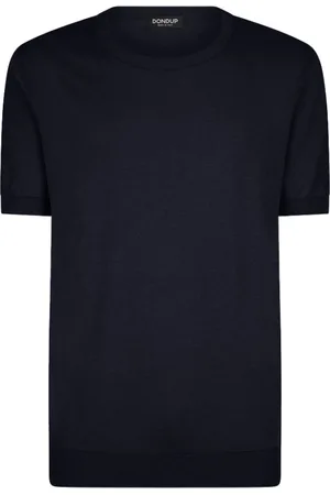 Dondup Top, Herre, Blå, XL, Bomuld, Marineblå Strik T-shirt Silke Bomuld Blanding