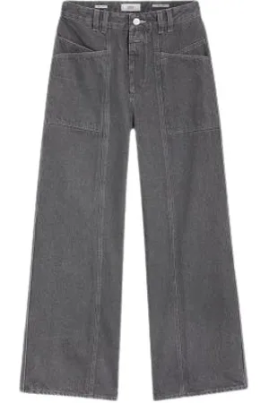 Closed Jeans, Dame, Grå, W25, Denim, Loose Fit Wide Leg Denim Bukser