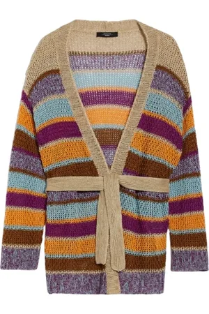 Max Mara Strik, Dame, Flerfarvet, S, Ren hør Rice Stitch Cardigan