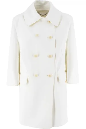 ERMANNO SCERVINO Frakke, Dame, Hvid, 2XS, Klassisk dobbeltradet frakke med logoknapper