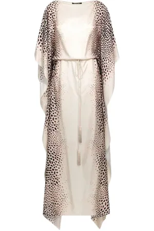 Roberto Cavalli Kjole, Dame, , M, Haj Print Kaftan Elfenben Kvinde