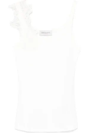 ERMANNO SCERVINO Top, Dame, Hvid, S, Ærmeløs Ribstrikket Top