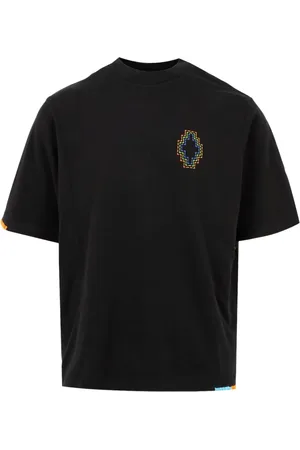 MARCELO BURLON Top, Herre, Sort, M, Bomuld, Crew Neck T-shirt med broderet krydslogo