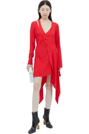 Stella McCartney Kjole, Dame, Rød, 2XS, Uld, Asymmetrisk Kjole med Udskæringsdetalje