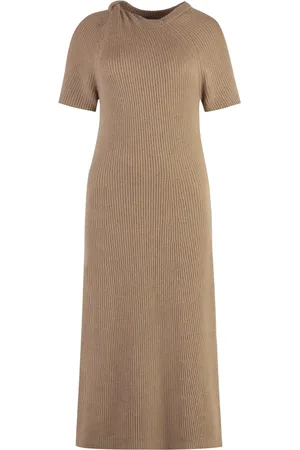 Stella McCartney Kjole, Dame, , XS, Uld, Ribstrikket midikjole med bare skuldre