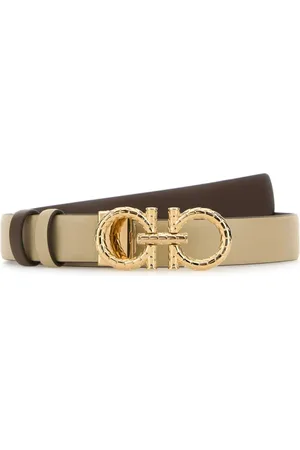 Salvatore Ferragamo Tilbehør, Dame, , 80 CM, Læder, Vendbar Sand Læderbælte
