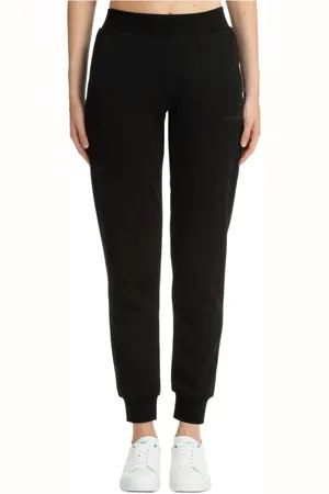 EA7 Bukser, Dame, Sort, S, Bomuld, Elastiske Joggingbukser med Logo
