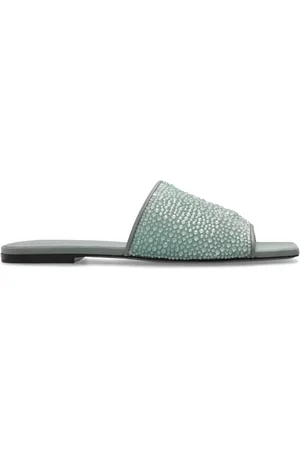 Lanvin Sko, Dame, Grøn, 36 EU, Læder, Slides med glitrende applikationer
