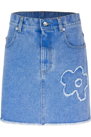Marni Nederdel, Dame, Blå, 2XS, Denim, Denim Mini Nederdel med Broderede Mærker