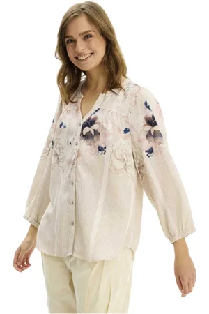 In Front Bluser & Skjorter, Dame, Flerfarvet, XL, Nylon, Rose Skjorte med V-hals og Print