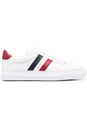 Moncler Sko, Dame, Hvid, 38 1/2 EU, Læder, Læder Sneakers med Sidestriber