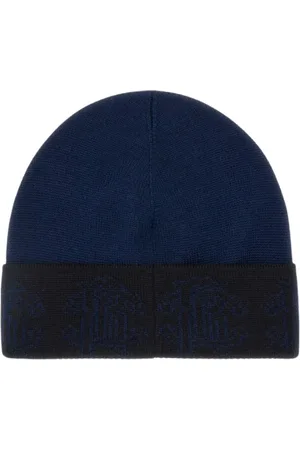 Roberto Cavalli Tilbehør, unisex, Blå, ONE SIZE, Monogram Mørkeblå Hat Unisex