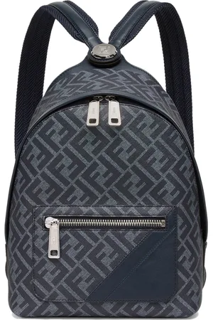 Fendi Taske, Herre, Blå, ONE SIZE, Læder, Chiodo Ff Diagonal Small Backpack