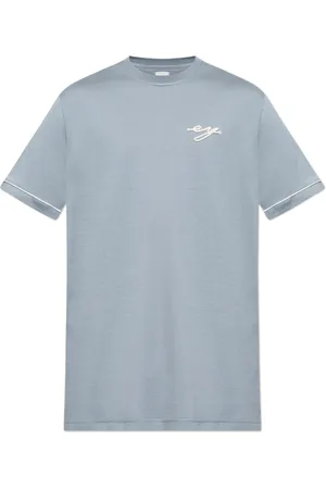 ELEVENTY Top, Herre, Blå, XL, Bomuld, Bomulds T-shirt med Broderet Logo