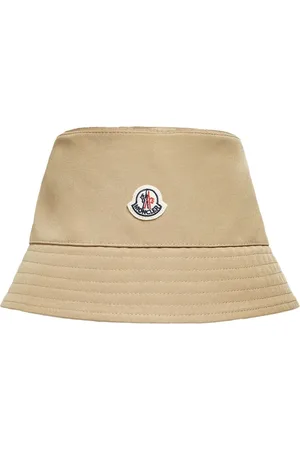 Moncler Tilbehør, Dame, Brun, S, Bomuld, Bucket Hat med Logo Detalje