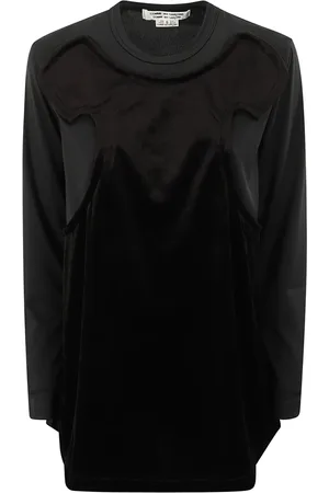 Comme des Garçons Top, Dame, Sort, XS, Polyester, Chenille Detalje Langærmet Top