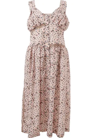 LARDINI Kjole, Dame, Lyserød, XS, Polyester, Allover Printed Midi Dress