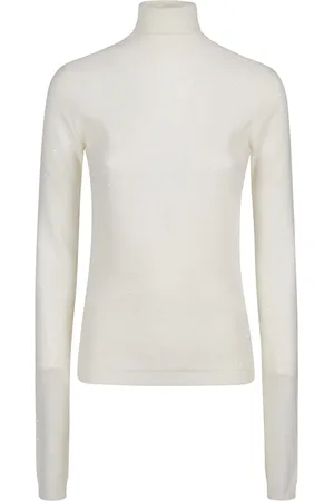 Fabiana Filippi Strik, Dame, Hvid, S, Uld, Stilfuld rullekrave sweater