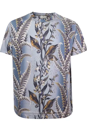 Etro Top, Herre, Blå, S, Bomuld, Botanisk Printet Crewneck T-shirt