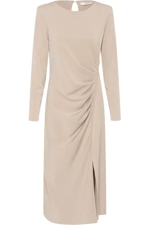 Karen by Simonsen Kjole, Dame, , XL, Polyester, Elegant Lang Kjole med Draperede Sider