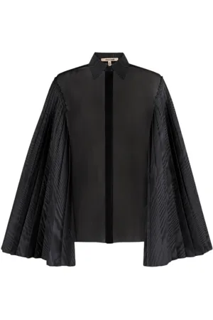 Roberto Cavalli Bluser & Skjorter, Dame, Sort, L, Polyester, Bell-Sleeve Plisseret Skjorte