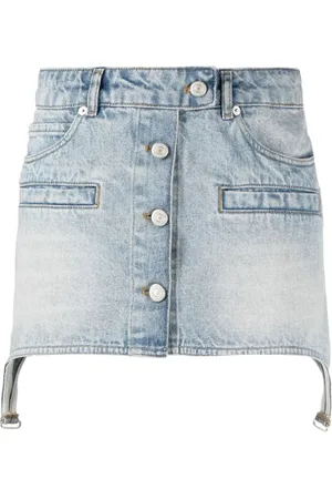 Courrèges Nederdel, Dame, Blå, S, Denim, Asymmetrisk denimnederdel