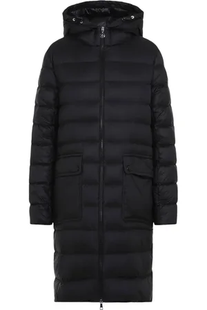 Moncler Frakke, Dame, Sort, L, Uld, Lang Parka Jakke med Hætte